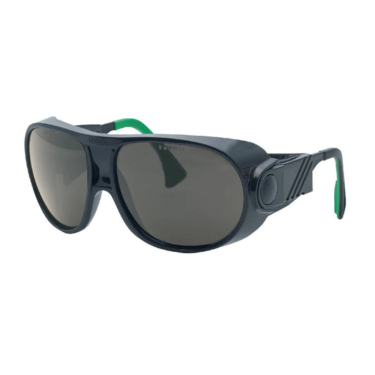 a pair of sunglasses with a green handle