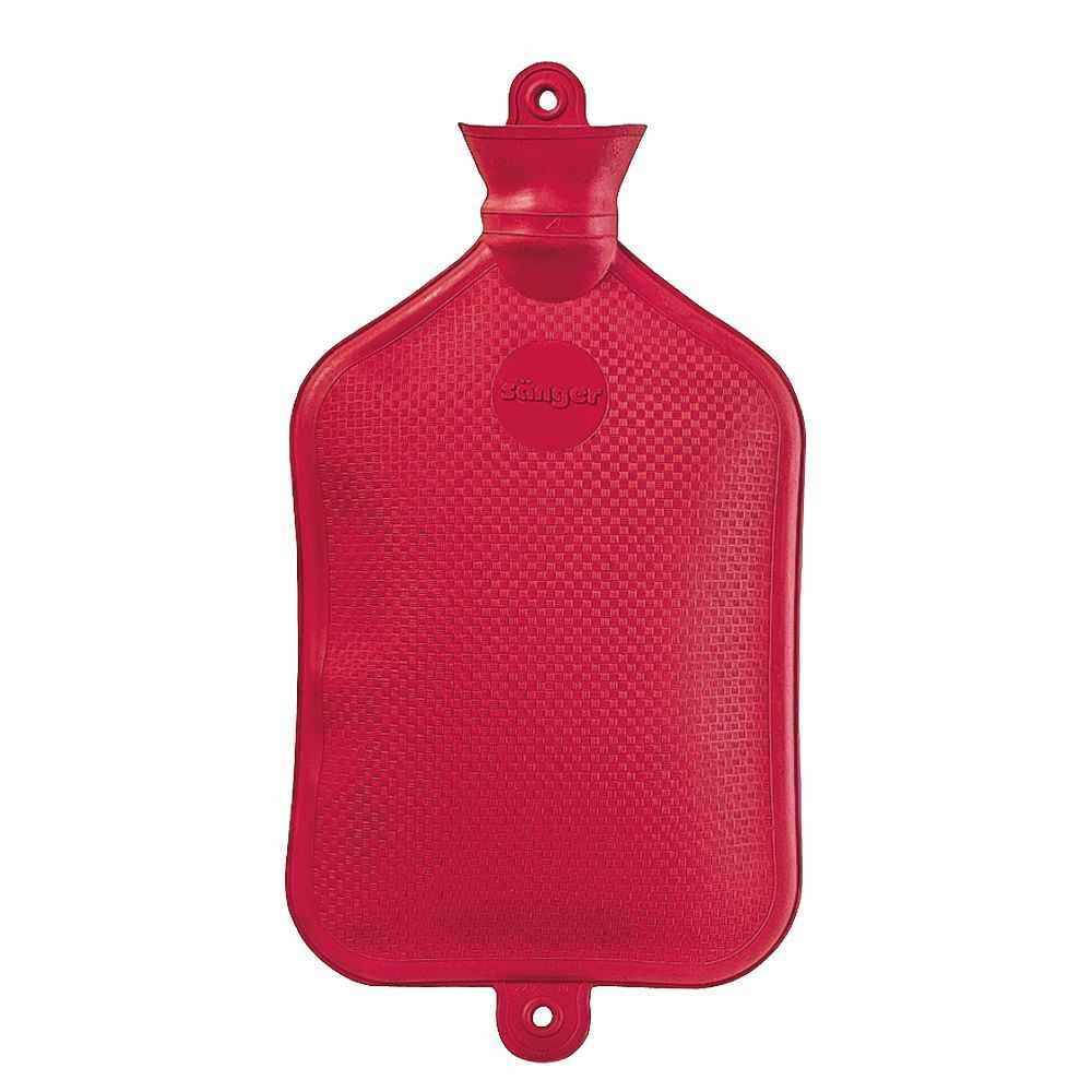 Rote Wärmflasche Naturgummi 3L – Qualität und Sicherheit für Wärmebehandlungen, auslaufsicher mit stabilem Verschluss.