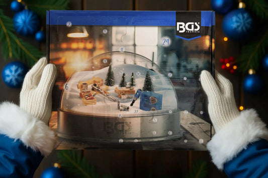 Adventskalender Werkzeug- BGS – Langlebige Werkzeuge mit winterlichem Design, ideal als Geschenk für Heimwerker in der Adventszeit.