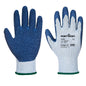 Grip Latex-Handschuh A100 Portwest in Blau mit strukturierter Handfläche für optimalen Halt bei Industrie- und Sicherheitsarbeiten.