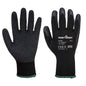 Grip Latex-Handschuh A100 Portwest in Schwarz mit griffiger Beschichtung, geeignet für industrielle Sicherheitsanwendungen.