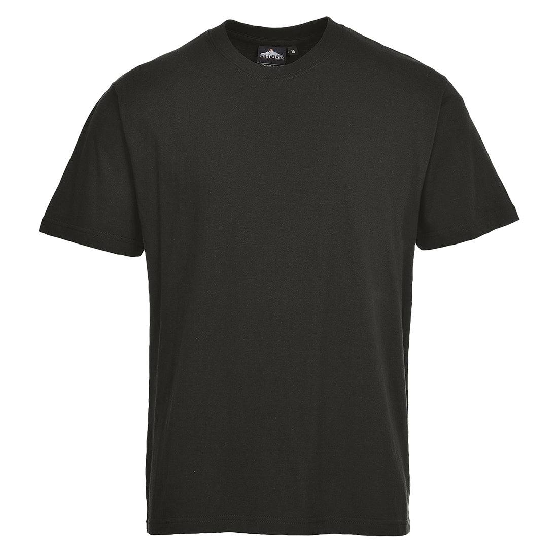 Schwarzes T-Shirt Turin Premium B195 Portwest aus 100 % Baumwolle (195 g/m²), robustes Basic für Arbeitskleidung im professionellen Bereich.