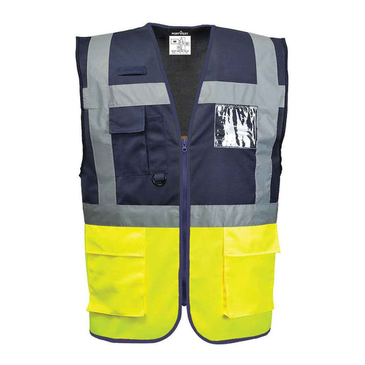 Paris Hi-Vis Weste - Sicherheitsweste C276 mit EN ISO 20471 Zertifizierung, 7 Taschen, Reflexstreifen und ID-Halter für maximale Sichtbarkeit.