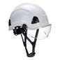 Portwest Schutzhelm - PA03 Schutzhelme Visier in Weiß mit klarem Visier, ideal für Arbeiten in großer Höhe und kompatibel mit Brillen.