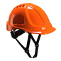 Oranger Portwest PS54 Endurance Schutzhelm mit ABS-Schale und Kinnriemen, ideal für elektrische Anwendungen im Arbeitsschutz.