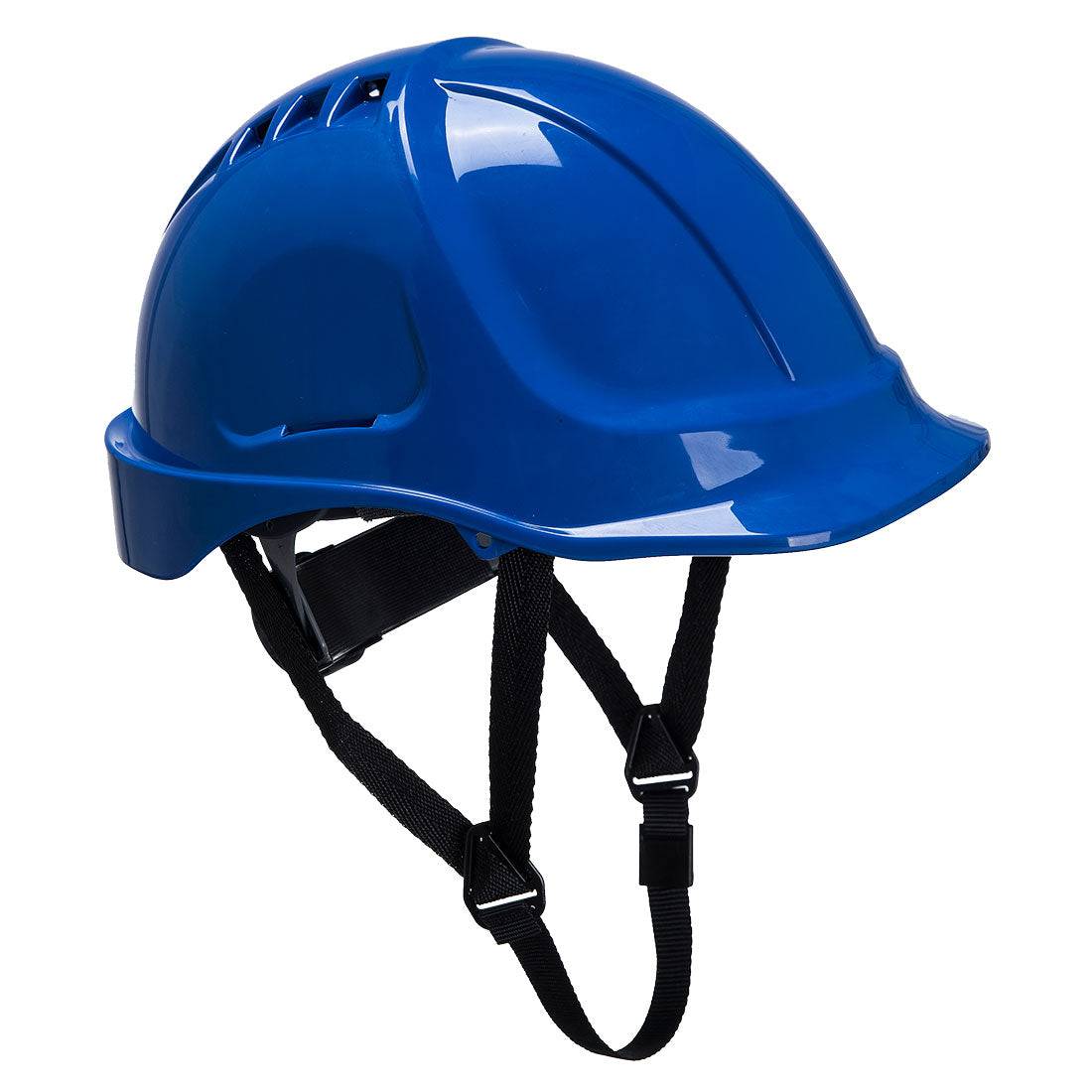 Kaufen Sie Schutzhelm Endurance PS55 Portwest in Blau mit Belüftungsschlitzen und ergonomischem Design für Arbeitssicherheit.