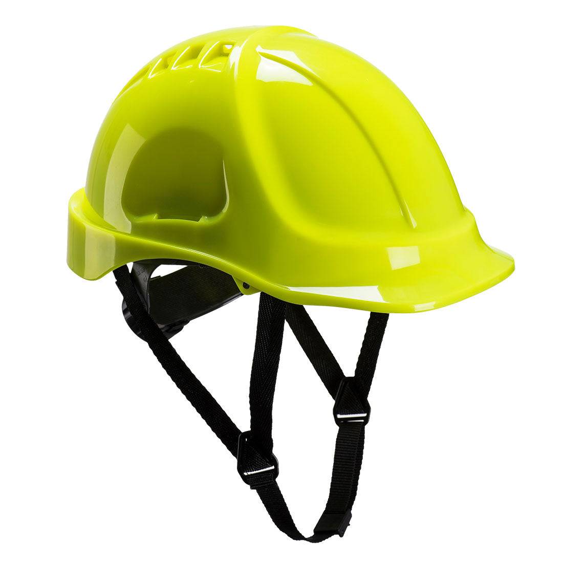 Kaufen Sie Schutzhelm Endurance PS55 Portwest in Gelb mit belüfteter ABS-Schale und 6-Punkt-Aufhängung für Bau und Industrie.