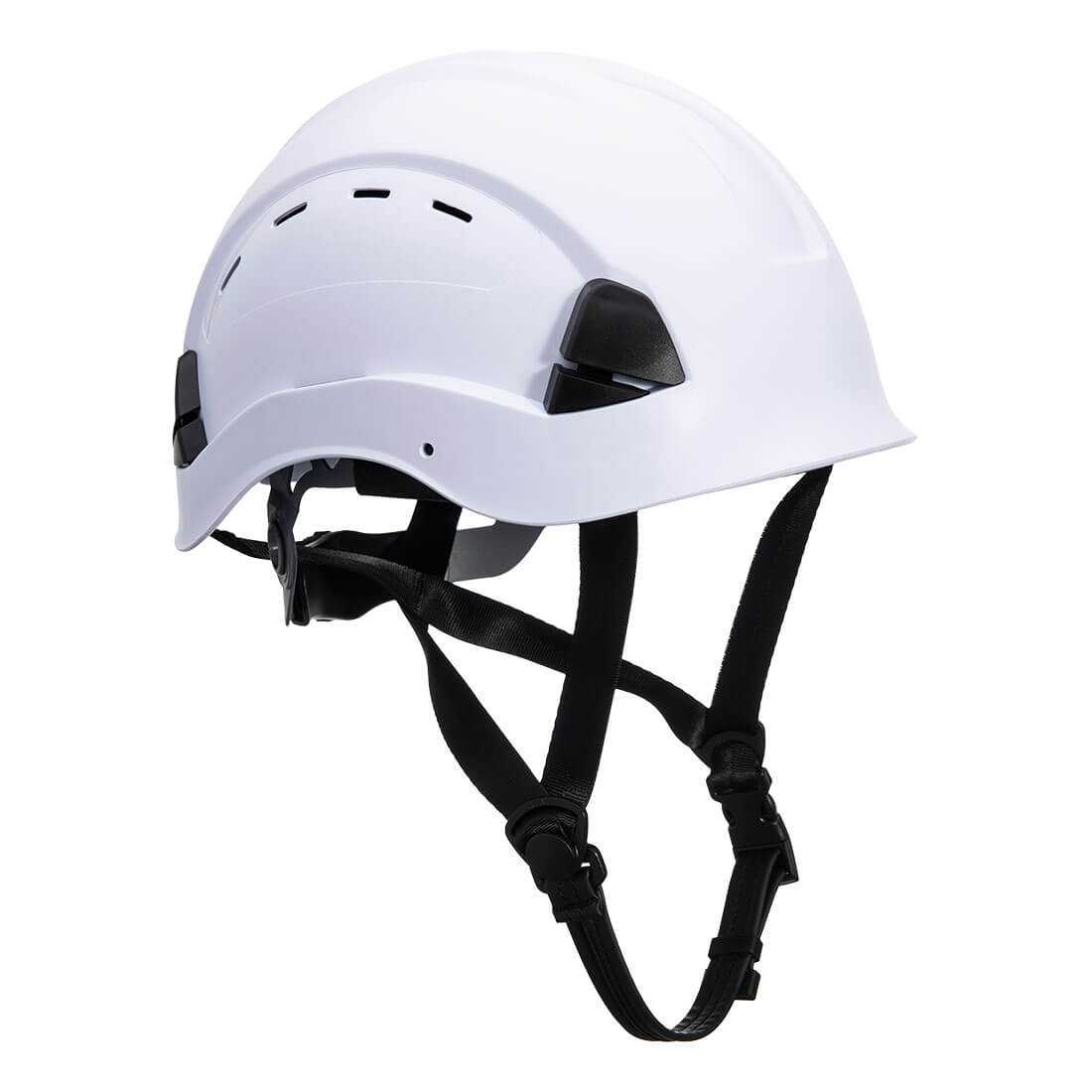 Endurance Kletterhelm PS53 in Weiß für Bergsteiger Sicherheit, robuster Schutzhelm für Höhenarbeit mit ergonomischem Design und Zubehörkompatibilität.