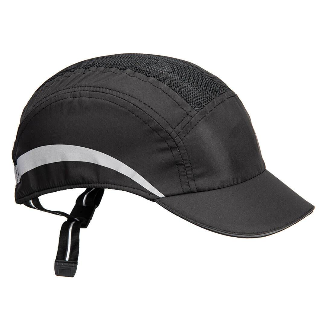 AirTech Anstoßkappe - PS79 - Portwest in Schwarz mit reflektierendem Streifen, ideal für Arbeitssicherheit im Industriebereich.