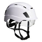 Weißer Schutzhelm PS80 mit integriertem Visier und ergonomischem Design für sicheren Einsatz in Industrie und Bau.