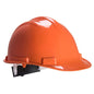 Oranger Schutzhelm Expertbase - PW50 - Portwest mit verstellbarer Schnalle, ideal für Baustellen und Industrieeinsätze.