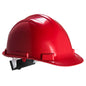 Roter Schutzhelm Expertbase - PW50 - Portwest mit robuster Außenschale für zuverlässigen Kopfschutz im Arbeitsumfeld.