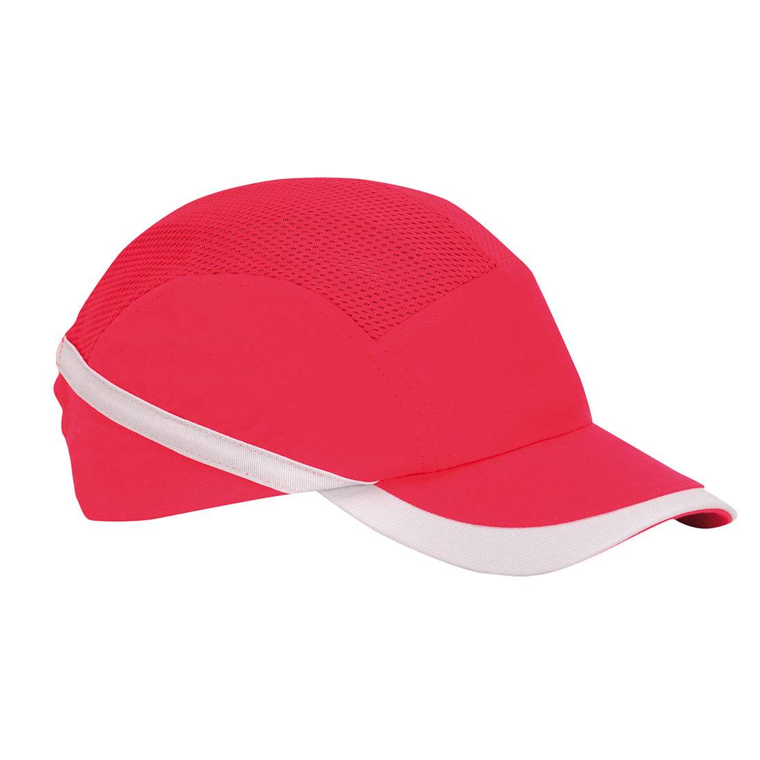 Leuchtend pinke Anstosskappe PW69 von Portwest mit weißem Rand und Mesh-Belüftung, ideal für Sichtbarkeit und Komfort im Arbeitsschutz.