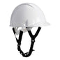 PW97 - Monterosa Montageschutzhelm in Weiß, belüftet und bequem, ideal für Höhenarbeiten, CE zertifiziert mit sicherem Kinnriemen.
