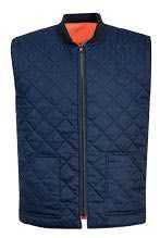 Wendeseite der Warnweste-Wendeweste S469 in Dunkelblau mit Steppfutter für zusätzliche Wärmeisolierung bei kaltem Wetter. Perfekt für Arbeitskleidung.