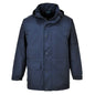 Wasserdichte Winterjacke Oban S523 in Marineblau mit Kapuze und funktionalen Taschen. Robuste Jacke für Arbeit und Freizeit im Winter kaufen.