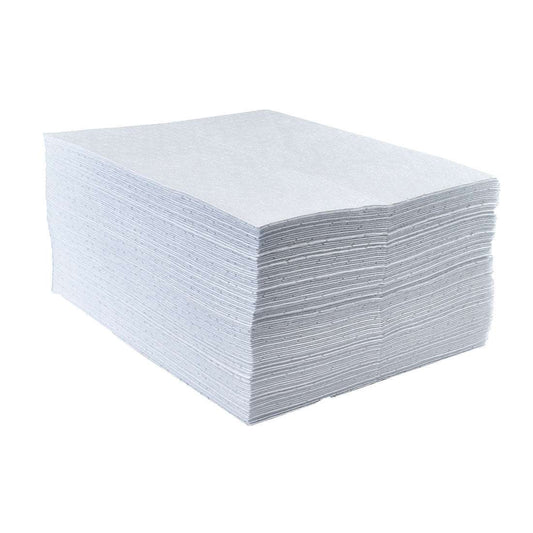 Ölbindetücher Weiss SM50 mit hydrophober Technik zur Ölabsorption bis 0,5L pro Tuch. Ideal für industrielle Ölunfälle und Arbeitssicherheit.