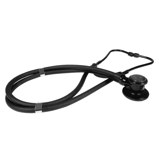 KaWe Black Line Stethoskop mit Doppelschlauch und Doppelkopf für präzise Auskultation in medizinischen Anwendungen, latexfrei und langlebig.