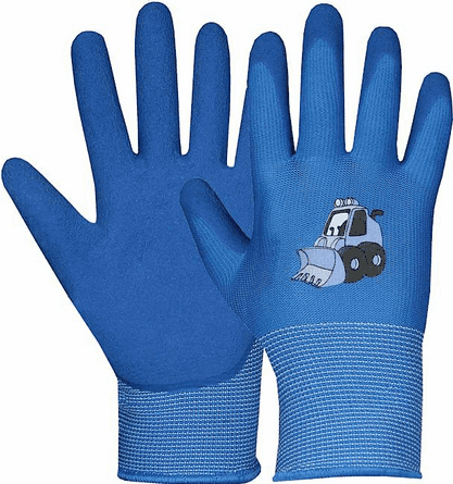 Kinderhandschuh Leo blau mit Baggermotiv