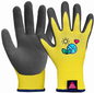 Kinderhandschuh Kids 4 Gr. 04 aus 15 Gauge Polyester in Gelb mit Umweltmotiv. Ideal für Arbeitsschutz im Garten oder bei leichten Tätigkeiten.