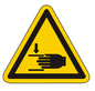 alt="Warnzeichen W024 Handverletzungen ISO 7010"
alt="Sicherheitszeichen Handverletzung Maschine Warnschild"