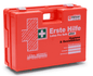 Erste Hilfe Verbandkoffer Leina-Werke Pro Safe plus in Orange mit DIN 13169 Norm für Hygiene & Desinfektion, ideal für Betriebe und Notfälle.