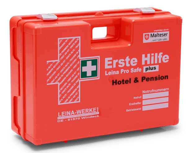 Leina-Werke Erste Hilfe Koffer Pro Safe plus für Hotel & Pension, orange, nach DIN 13169, ideal für den Einsatz in der Hotellerie.