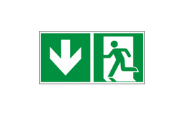 Notausgang / Rettungswegschild abwärts langnachleuchtend