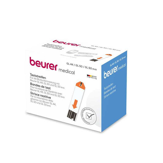 Beurer GL 44/50 Teststreifen - 50 Stück für präzise Blutzuckermessung. Kompatibel mit GL 44, GL 50 und GL 50 evo Messgeräten.