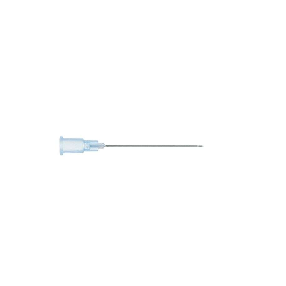 Sterican Einmal-Kanüle 0,60 x 25 mm in Blau mit transparentem Luer-Ansatz, steril verpackt für schmerzarme Injektionen im medizinischen Bereich.